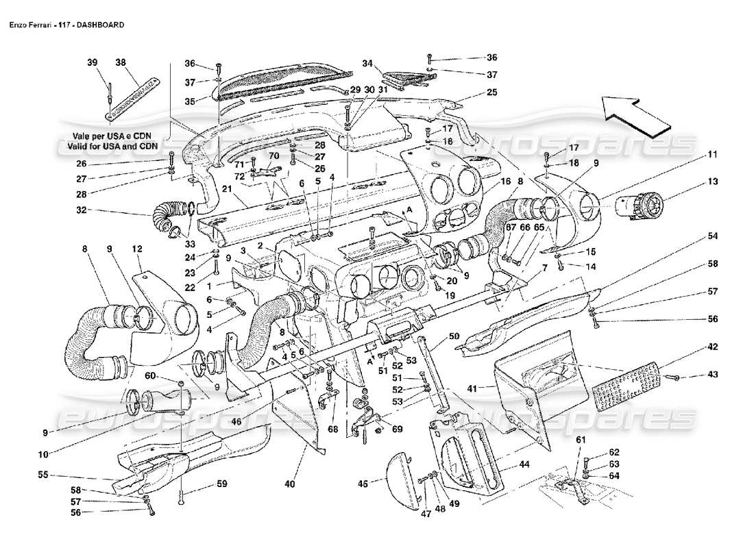 Ferrari Enzo DASHBOARD Parts Diagram