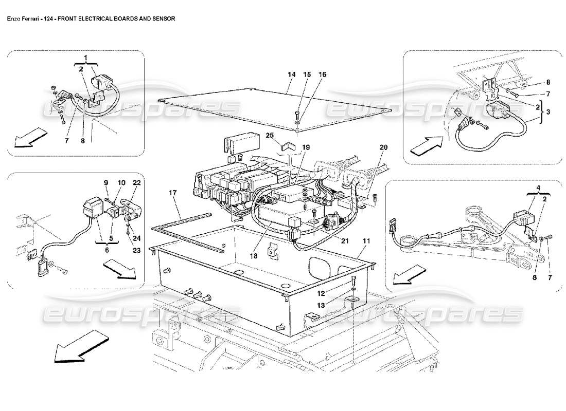 Ferrari Enzo Front Electrical Boards and Sensor Parts Diagram