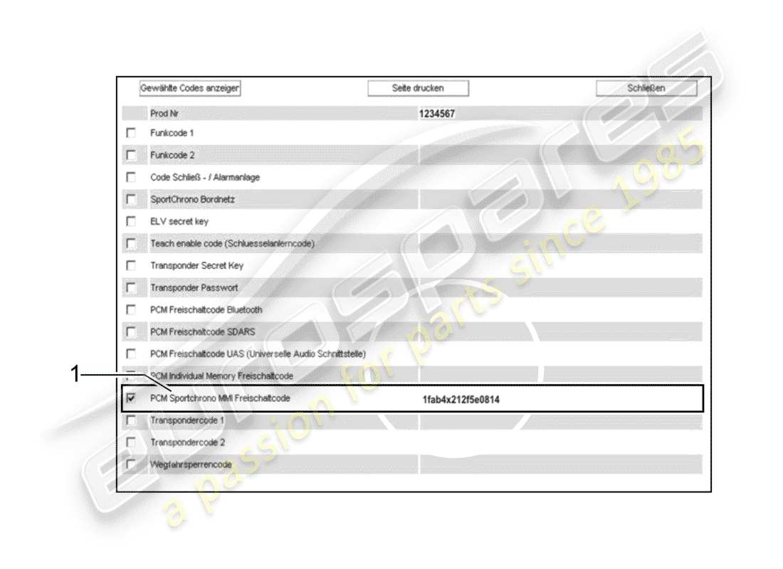 Porsche Tequipment catalogue (1998) software Part Diagram