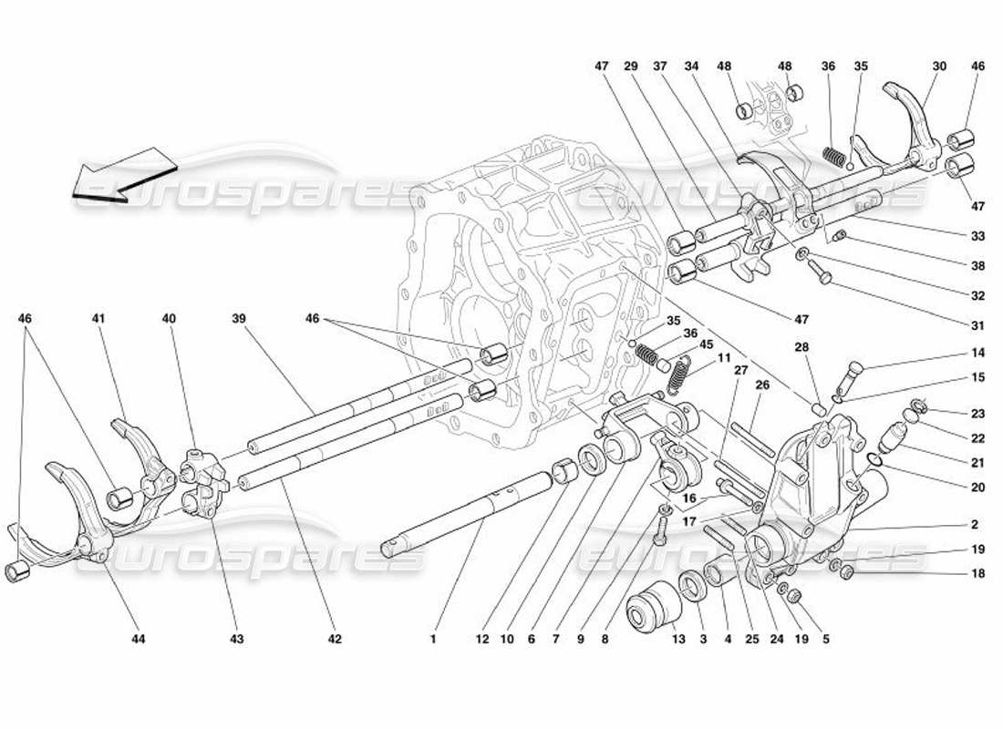 Ferrari 575 Superamerica Inside GEARBOX Controls -Not for F1- Parts Diagram