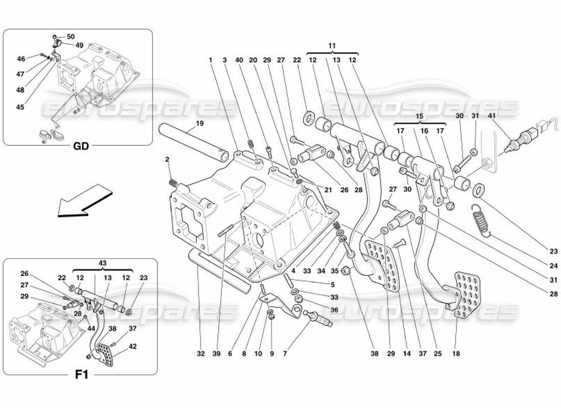 Ferrari 575 Superamerica Pedals Parts Diagram
