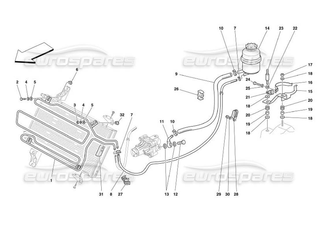 Ferrari 575 Superamerica Oil Tank for Servosteering and Serpentine Parts Diagram