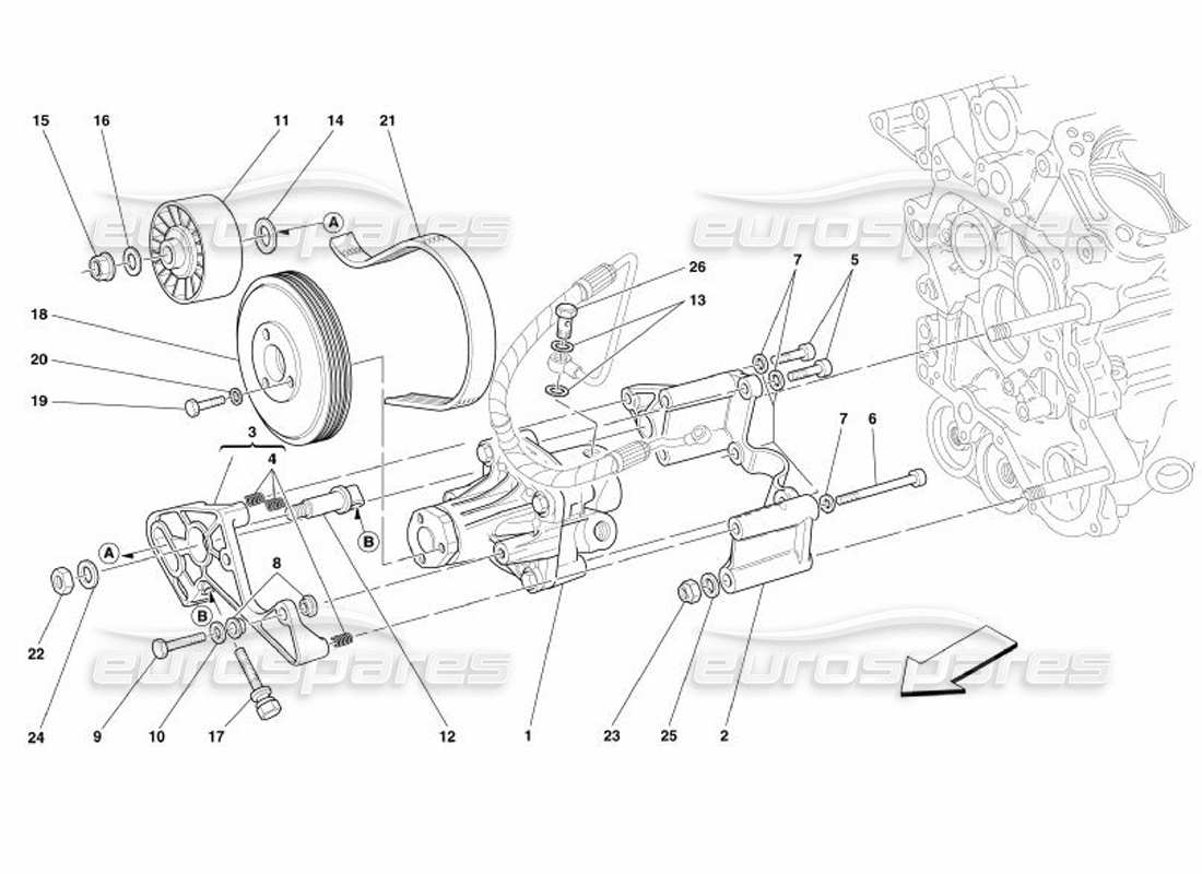 Ferrari 575 Superamerica Hydraulic Steering Pumps Parts Diagram