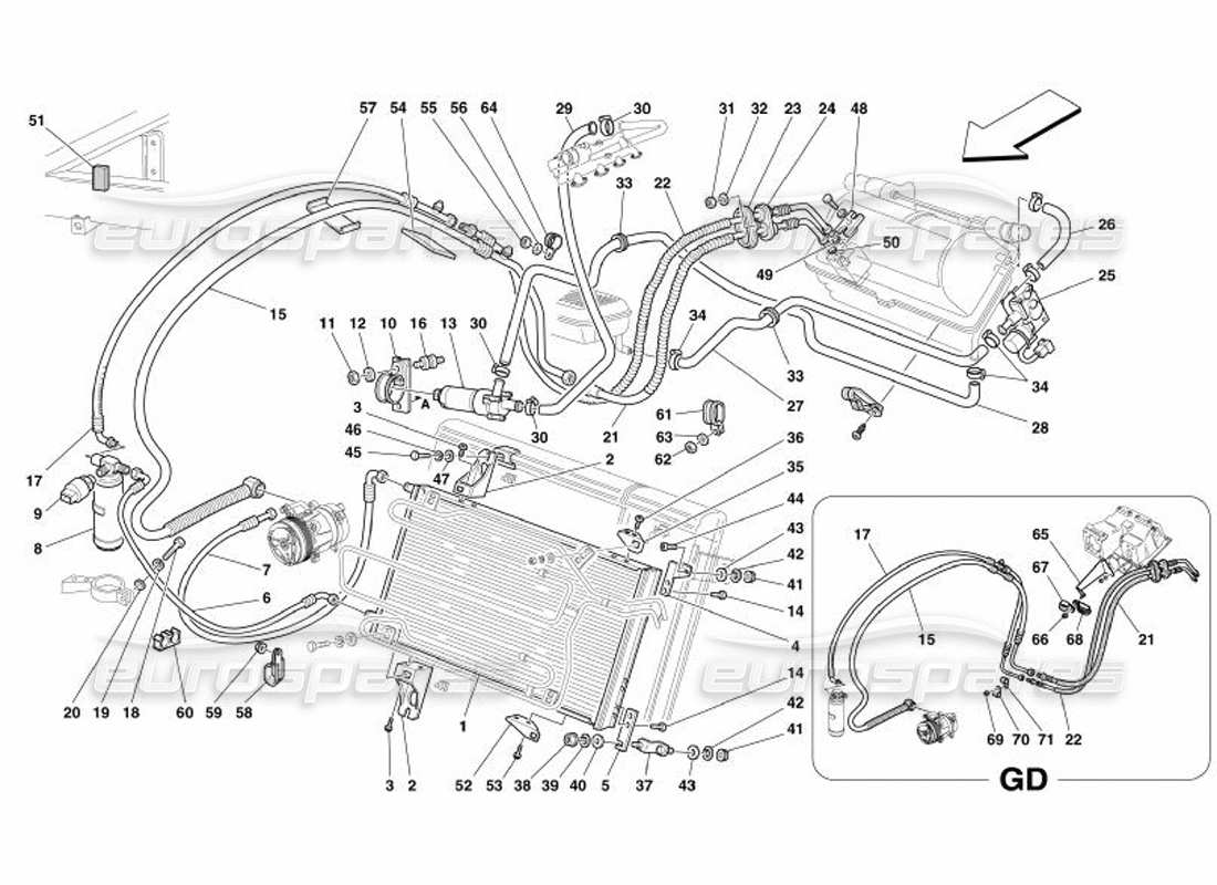 Ferrari 575 Superamerica air conditioning system Parts Diagram