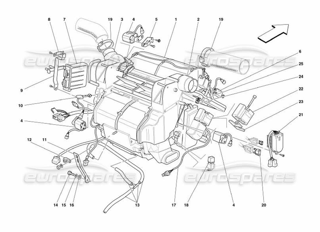 Ferrari 575 Superamerica Evaporator Unit and Controls Parts Diagram
