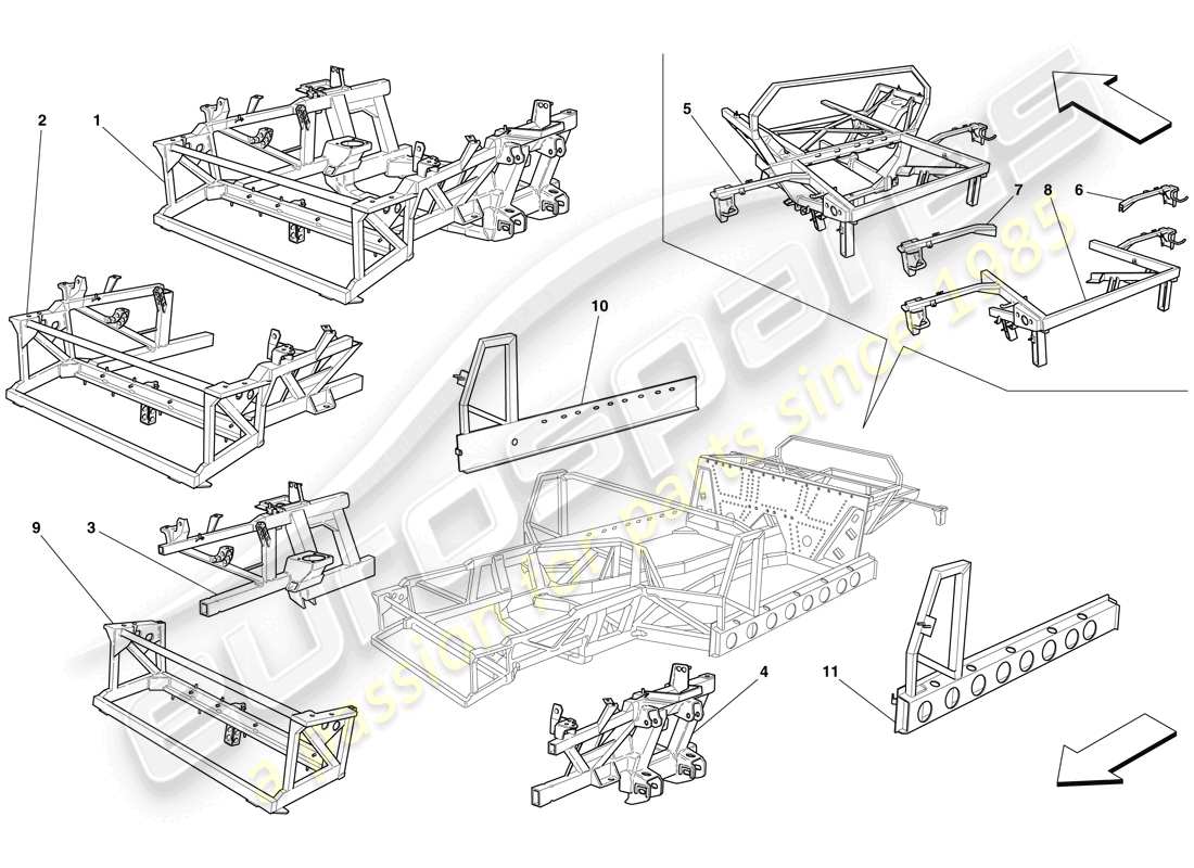 Ferrari 575 Superamerica Frame and Structures Part Diagram