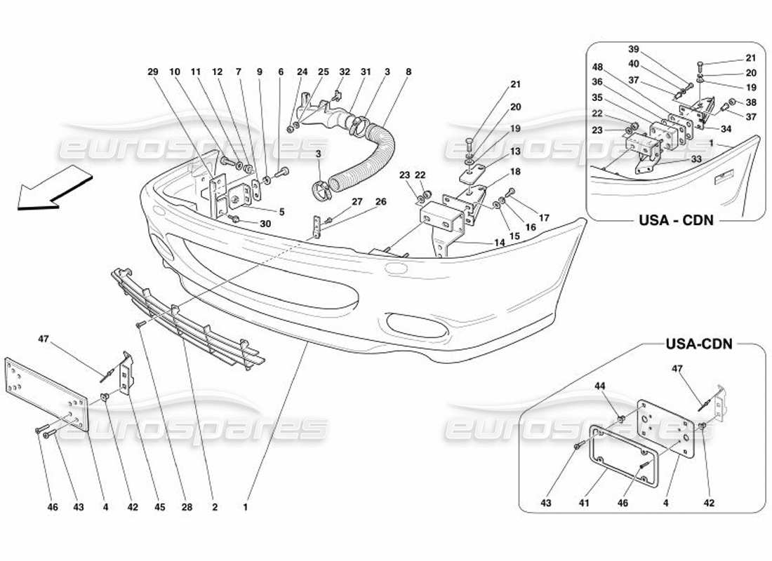 Ferrari 575 Superamerica FRONT BUMPER Parts Diagram