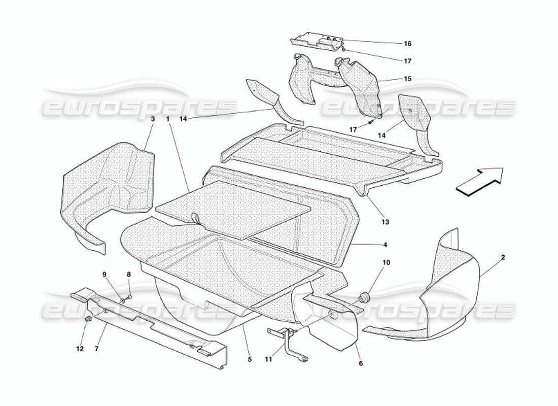 Ferrari 575 Superamerica Boot Upholstery Parts Diagram