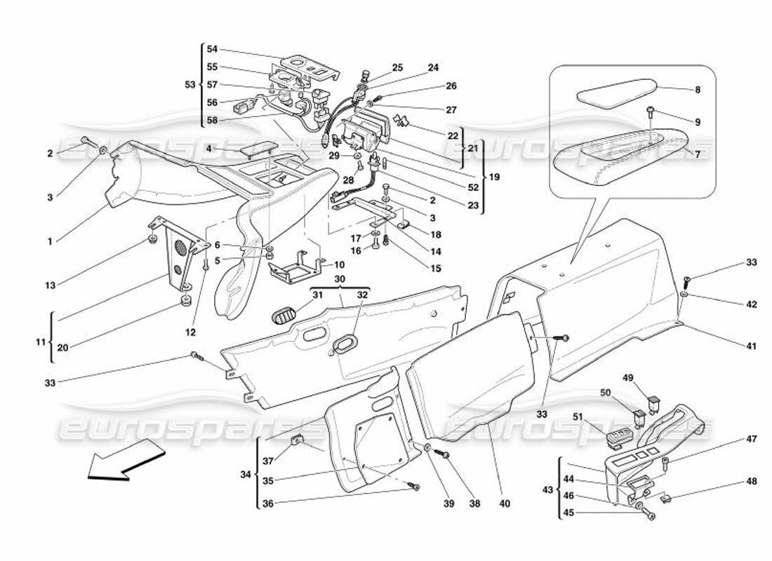Ferrari 575 Superamerica Tunnel - Framework and Accessories Parts Diagram
