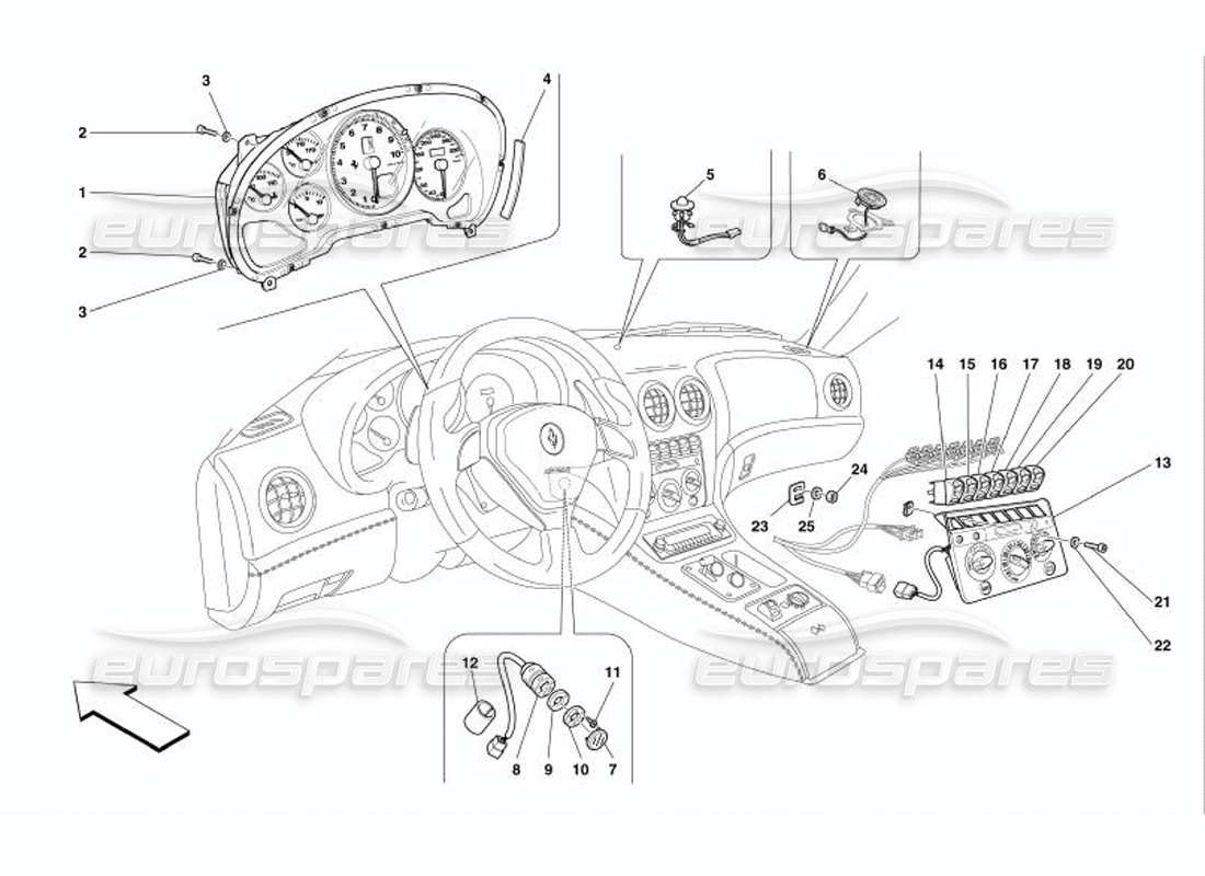 Ferrari 575 Superamerica Instruments Parts Diagram