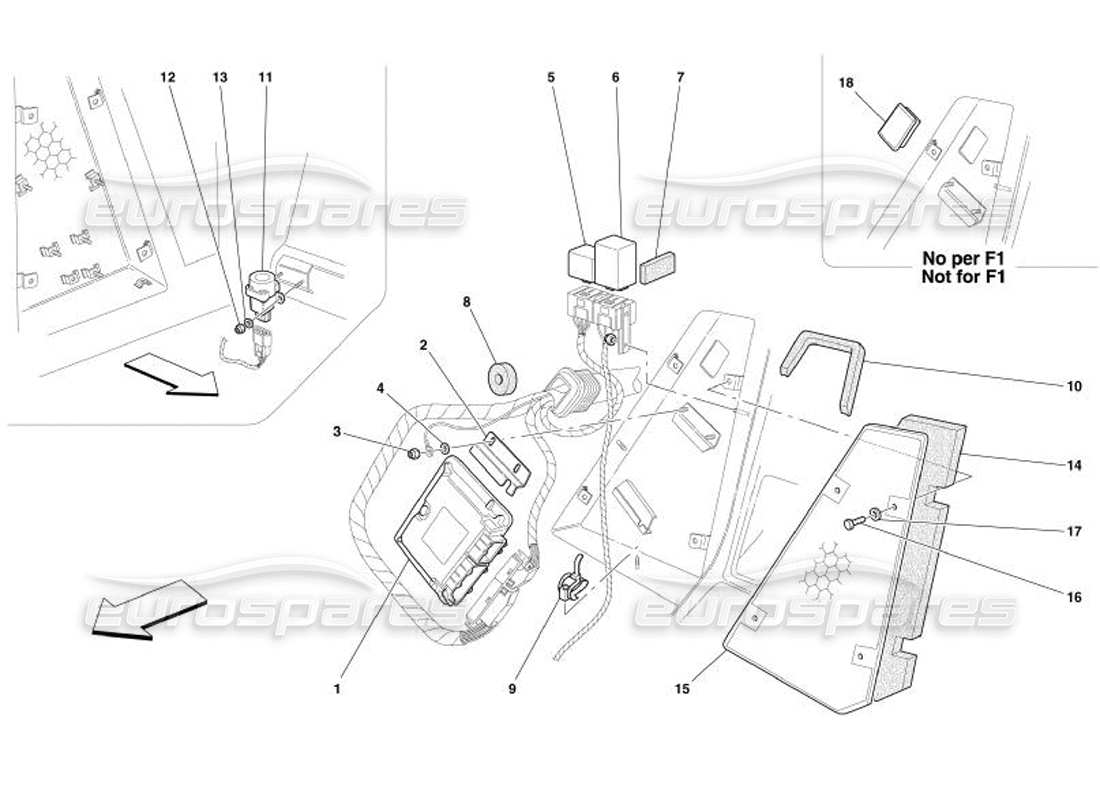 Ferrari 575 Superamerica Rear Passengers Compartment Control Stations Part Diagram