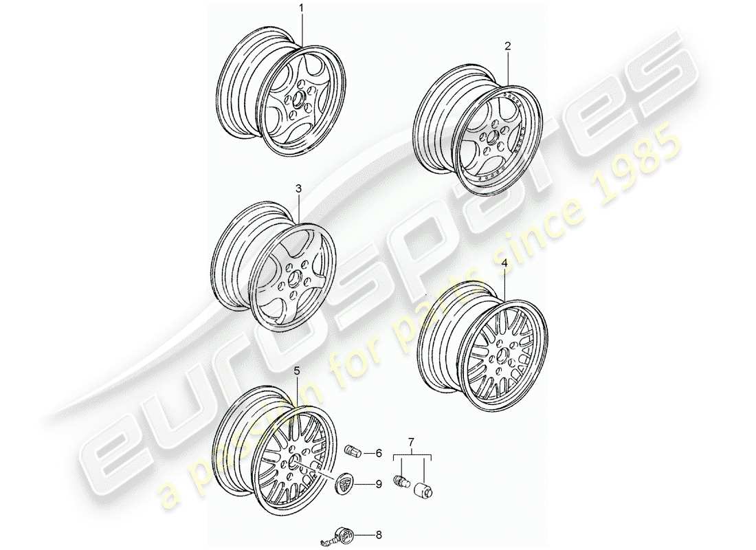 Porsche Tequipment catalogue (2010) ALLOY WHEEL Part Diagram