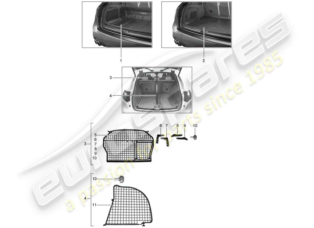 Porsche Tequipment Cayenne (2004) LUGGAGE COMPARTMENT LINER Part Diagram