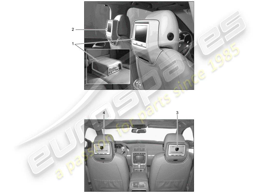Porsche Tequipment Cayenne (2004) rear seat entertainment system Part Diagram
