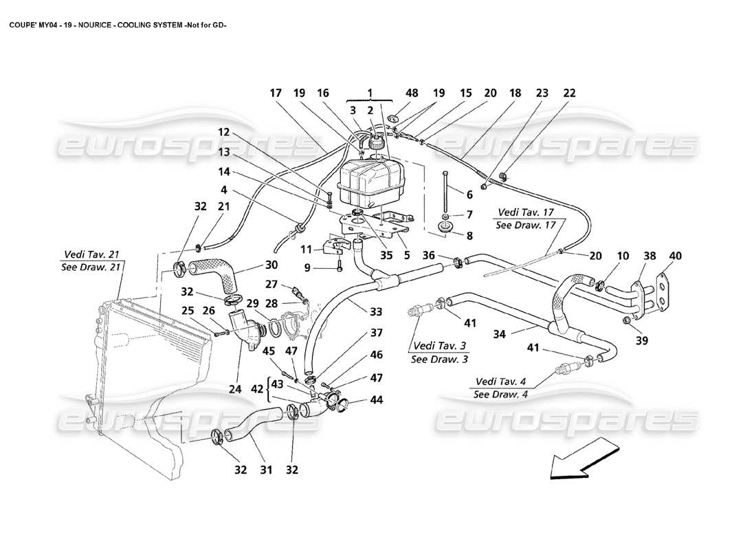 Maserati 4200 Coupe (2004) Nourice Cooling System Not for GD Part Diagram