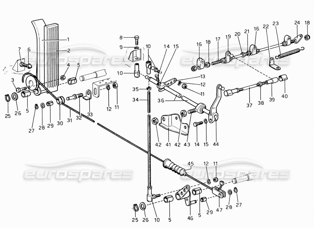 Ferrari 206 GT Dino (1969) Throttle Control Table Parts Diagram