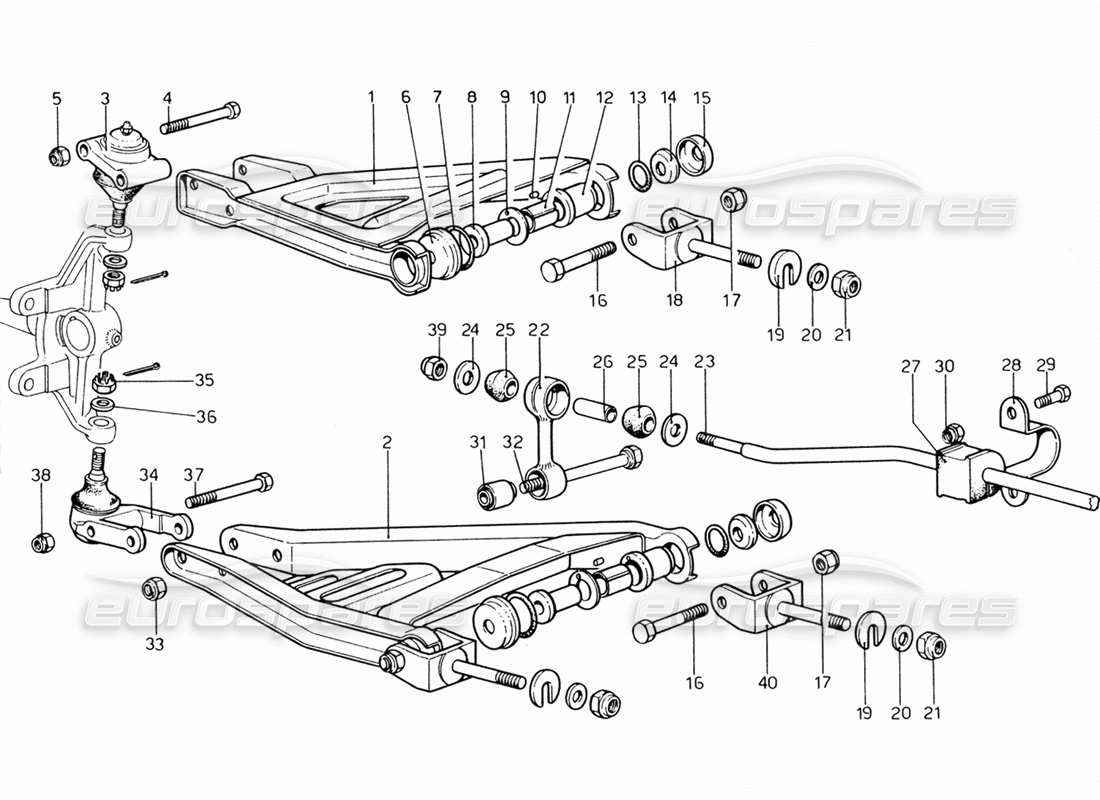 Ferrari 206 GT Dino (1969) Front Suspension - Levers Parts Diagram