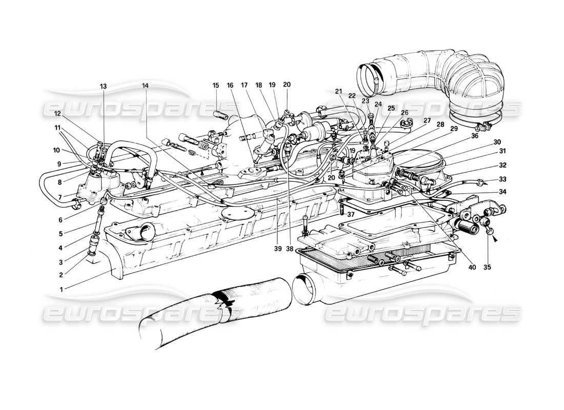 Ferrari 400i (1983 Mechanical) fuel injection system - fuel distributors, lines Parts Diagram