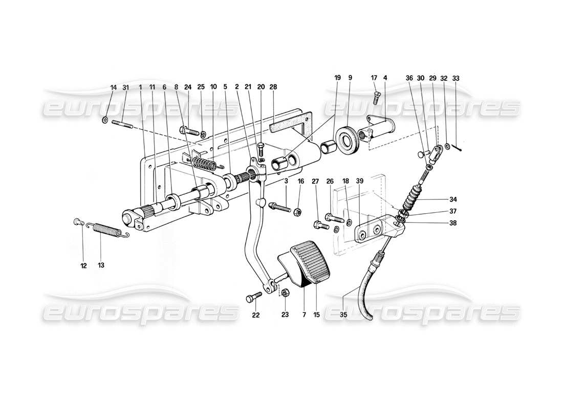 Ferrari 400i (1983 Mechanical) Clutch Release Control (400 GT - Valid for LHD Versions) Parts Diagram
