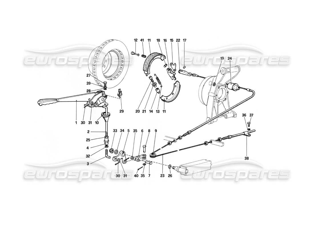 Ferrari 400i (1983 Mechanical) Hand-Brake Controll Part Diagram