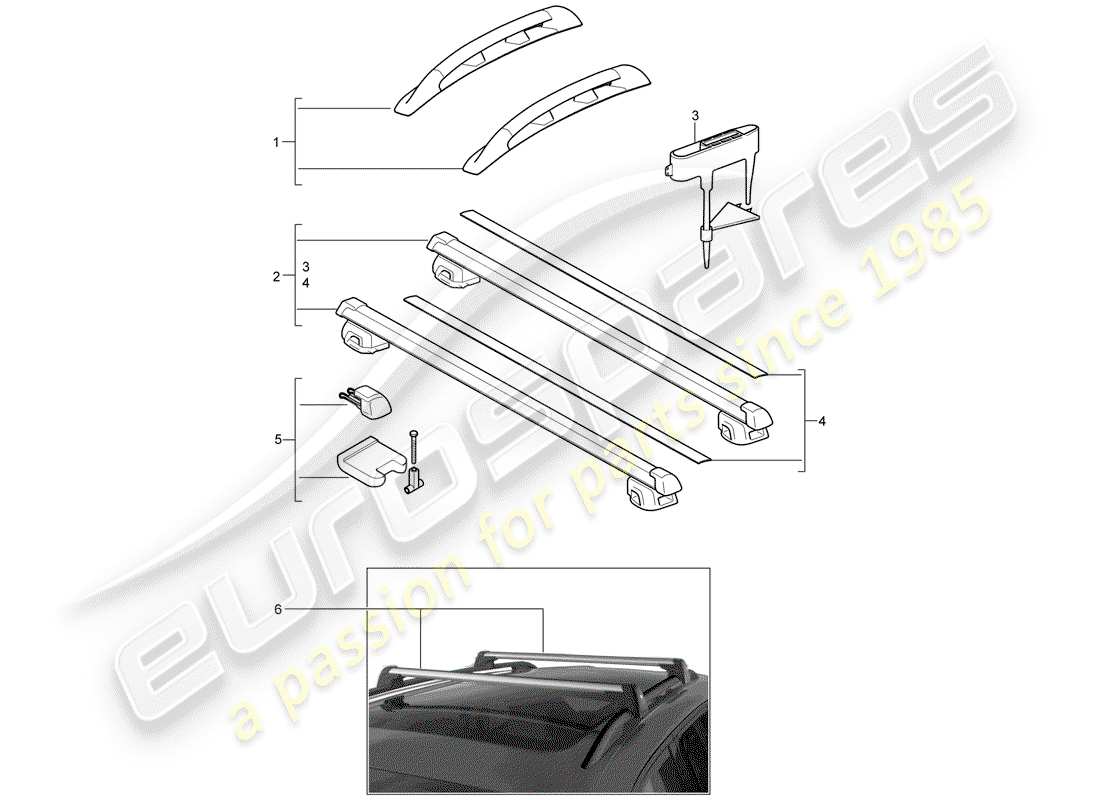 Porsche Tequipment Cayenne (2017) ROOF RAIL Part Diagram