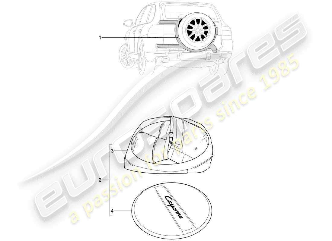 Porsche Tequipment Cayenne (2017) BRACKET FOR SPARE WHEEL Part Diagram