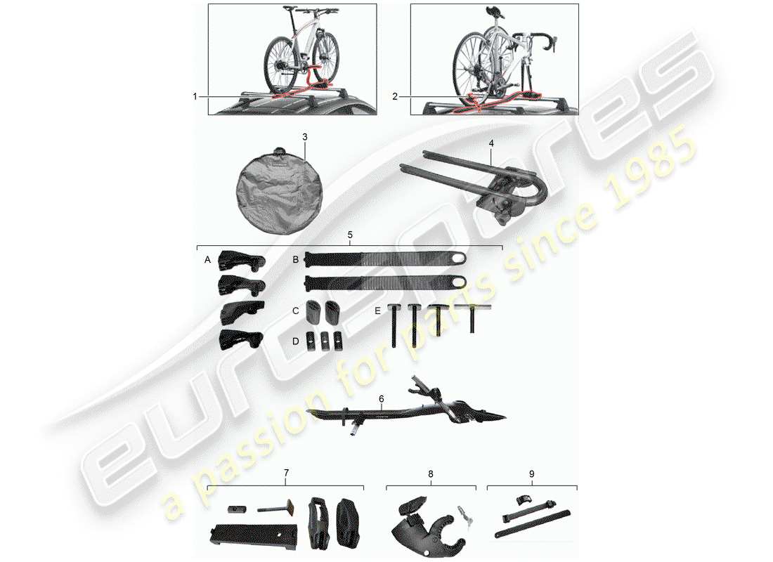 Porsche Tequipment Macan (2014) BICYCLE CARRIER Part Diagram