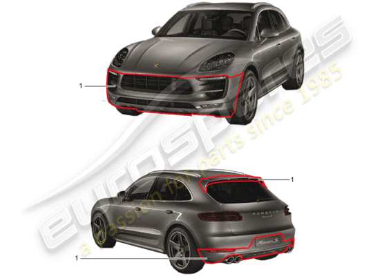 a part diagram from the Porsche Tequipment Macan (2015) parts catalogue