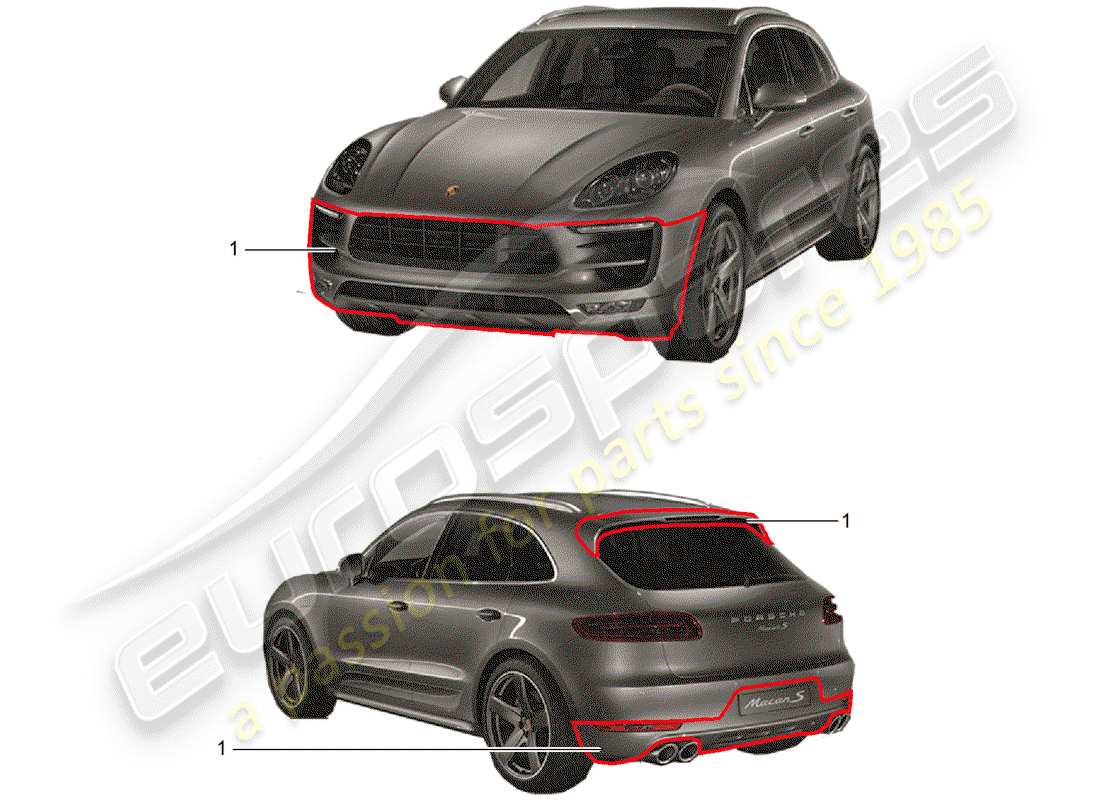 Porsche Tequipment Macan (2016) Sport Design package Part Diagram