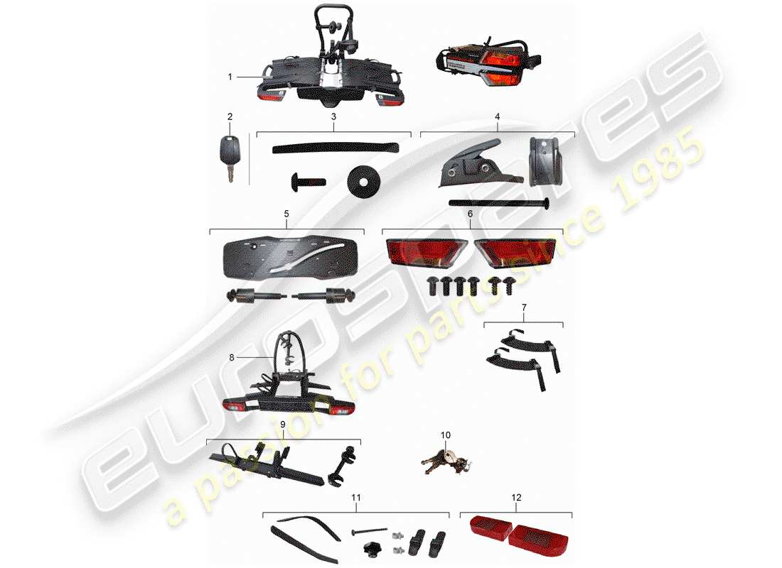 Porsche Tequipment Panamera (2011) BIKE CARRIER FOR Part Diagram