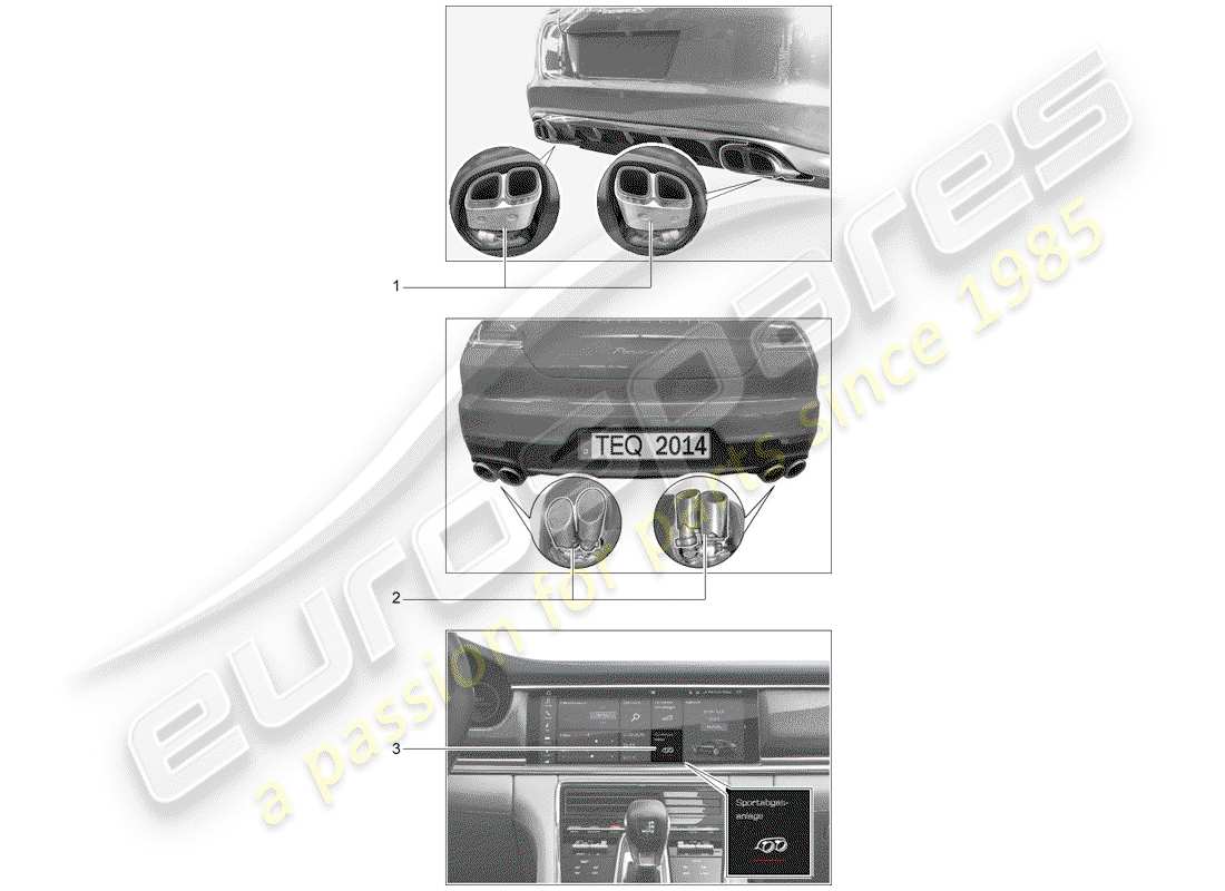 Porsche Tequipment Panamera (2014) Exhaust System Part Diagram