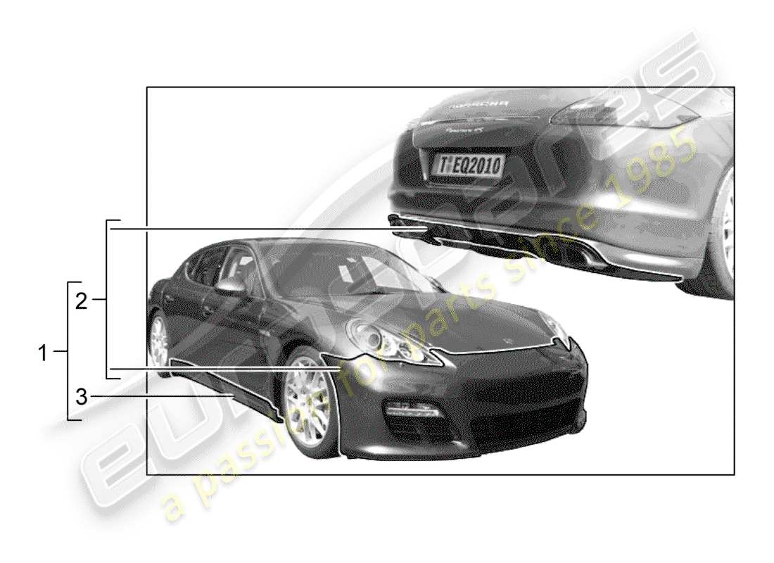 Porsche Tequipment Panamera (2014) Sport Design package Part Diagram