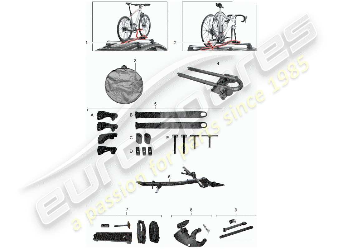 Porsche Tequipment Panamera (2015) BICYCLE CARRIER Part Diagram