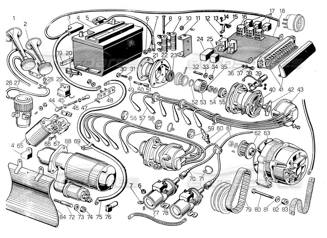 Lamborghini Countach LP400 electrical system Parts Diagram