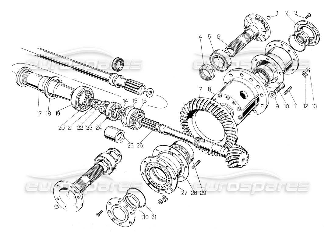 Lamborghini Countach LP400 DIFFERENTIAL Parts Diagram