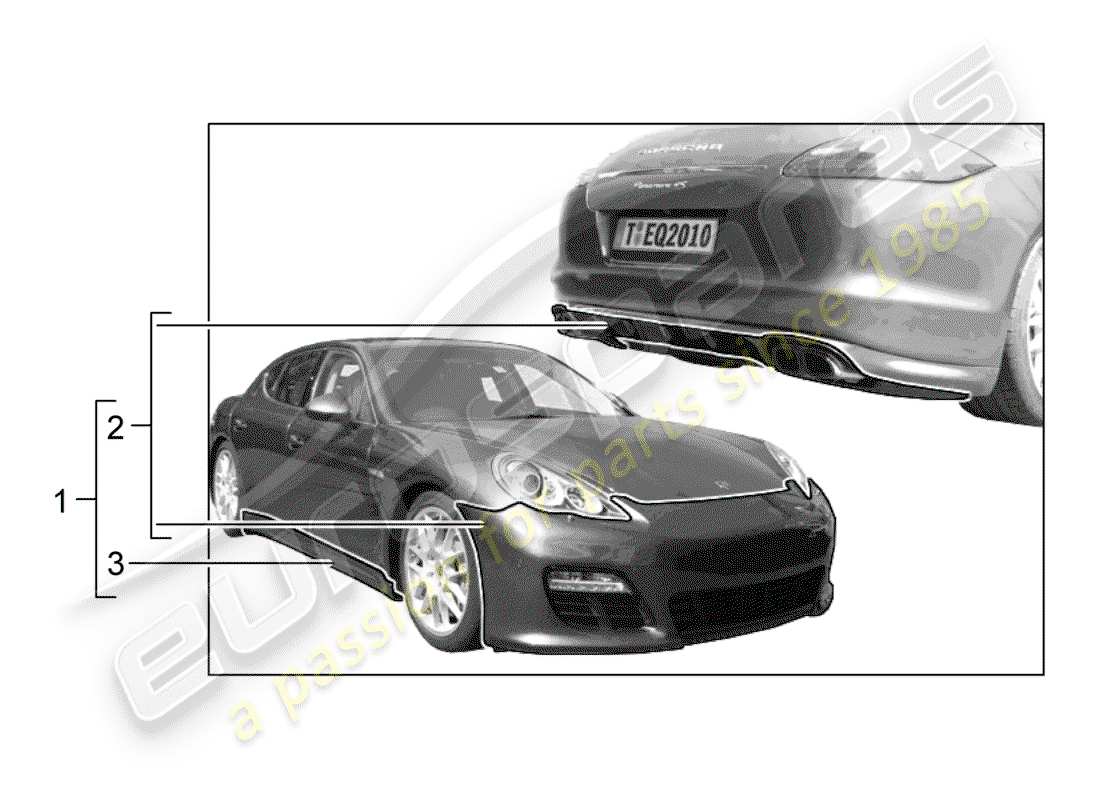 Porsche Tequipment Panamera (2018) Sport Design package Part Diagram