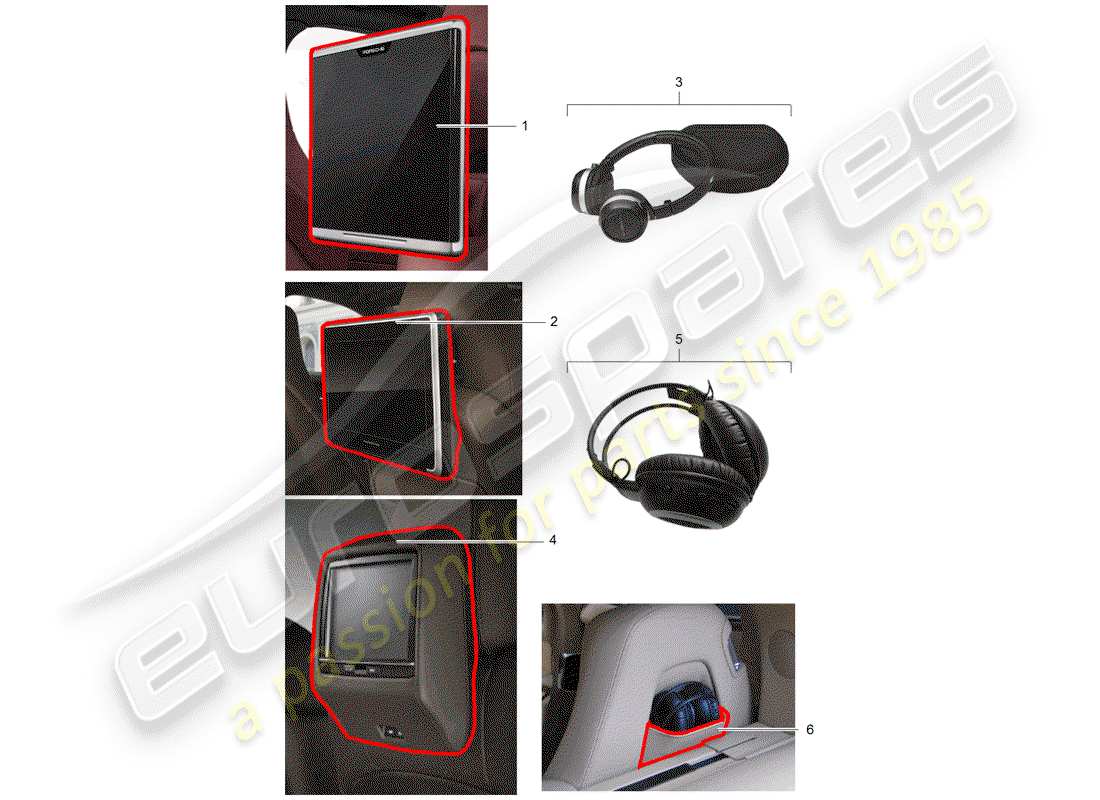 Porsche Tequipment Panamera (2018) rear seat entertainment system Part Diagram