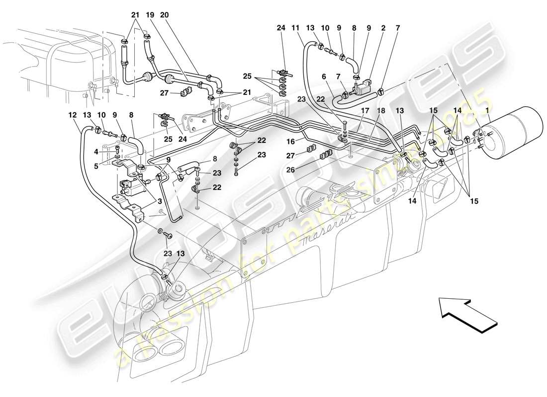 Maserati MC12 pneumatics actuator system Parts Diagram