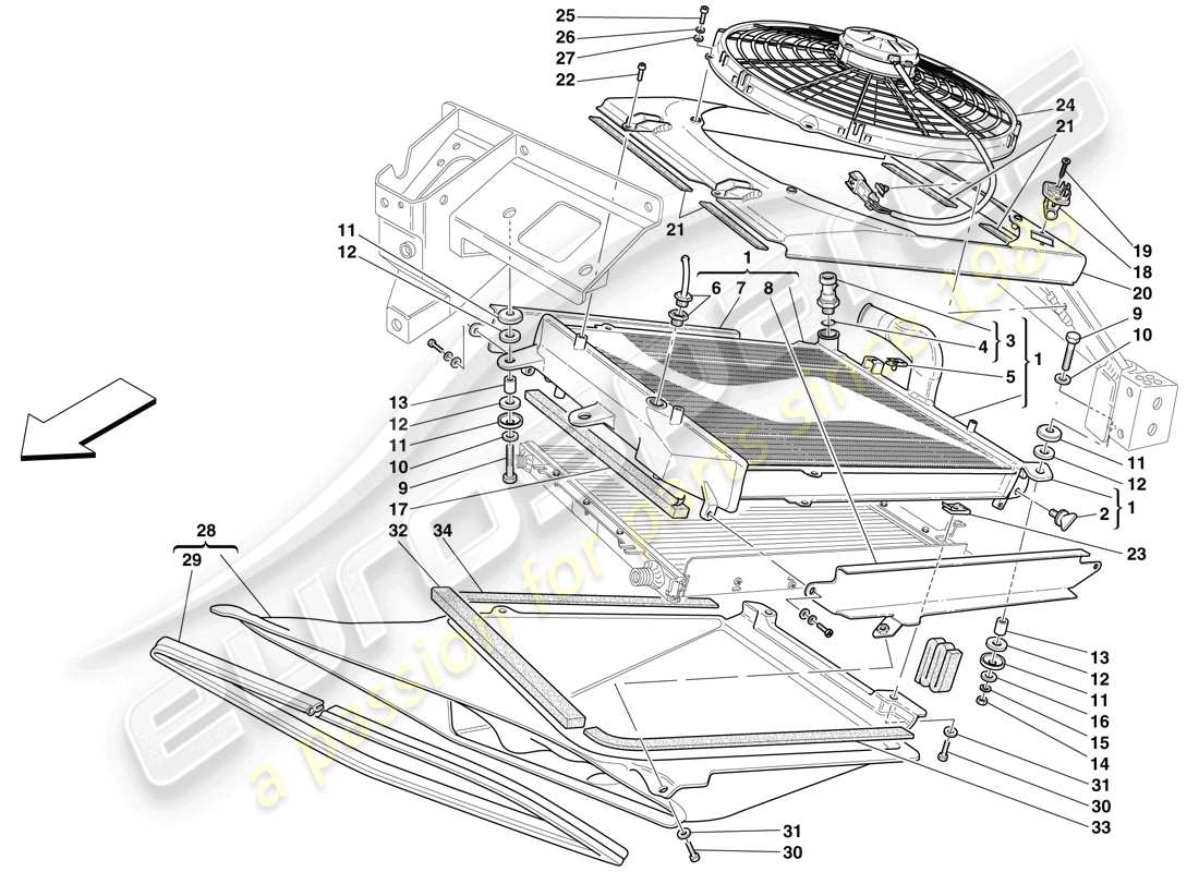 Maserati MC12 Cooling System Radiators Parts Diagram