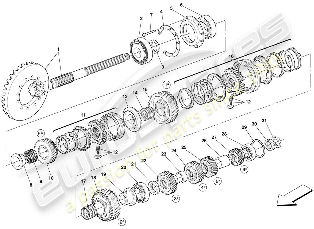 Maserati MC12 SECONDARY SHAFT GEARS Parts Diagram