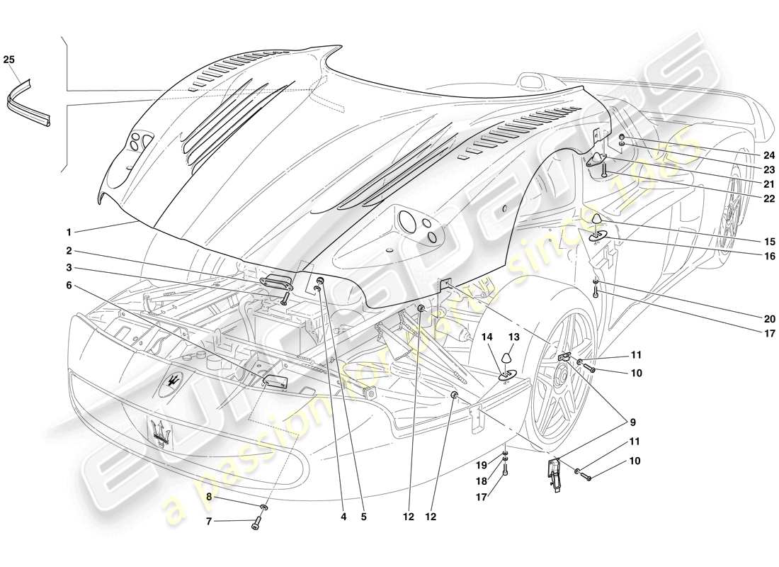 Maserati MC12 front lid Parts Diagram