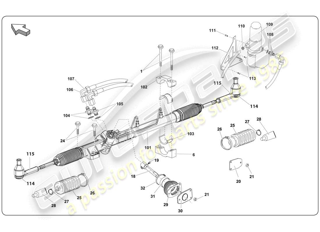 Lamborghini Super Trofeo (2009-2014) POWER STEERING PACK Part Diagram
