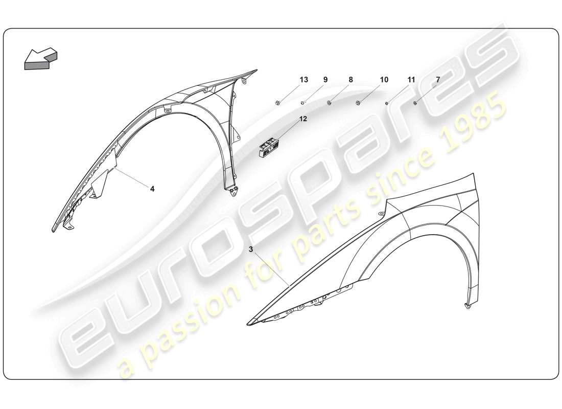 Lamborghini Super Trofeo (2009-2014) FENDER Part Diagram