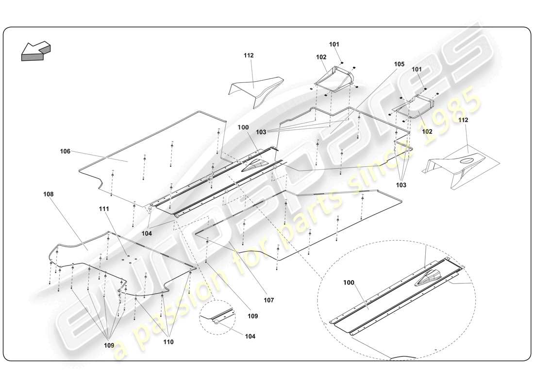 Lamborghini Super Trofeo (2009-2014) UNDERFLOOR Part Diagram