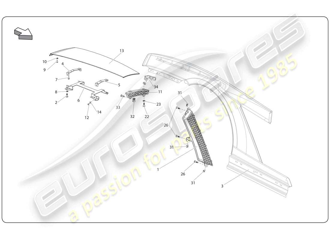 Lamborghini Super Trofeo (2009-2014) REAR FENDER Part Diagram