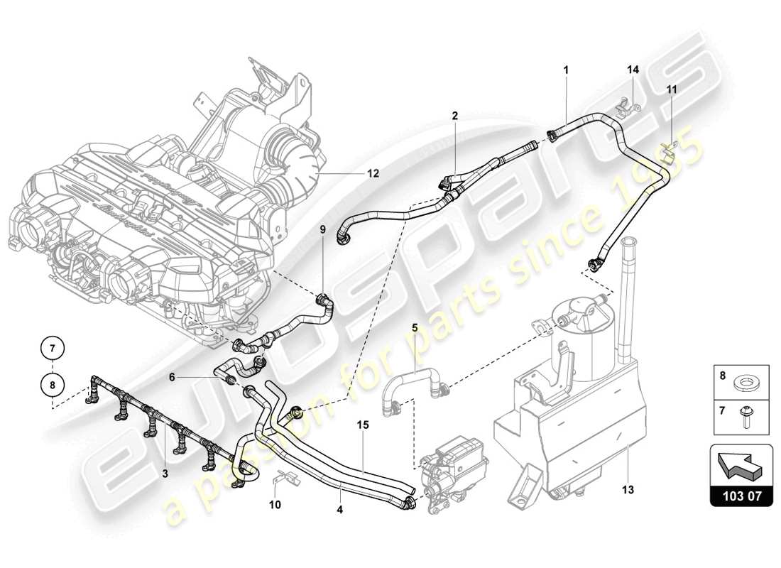 Lamborghini LP720-4 Coupe 50 (2014) VENTILATION FOR CYLINDER HEAD COVER Parts Diagram