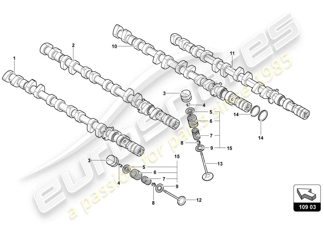 Lamborghini LP720-4 Coupe 50 (2014) CAMSHAFT VALVES Parts Diagram