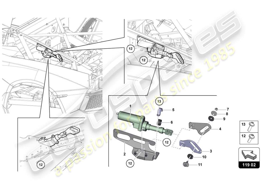 Lamborghini LP720-4 Coupe 50 (2014) MOTOR FOR WIND DEFLECTOR Parts Diagram