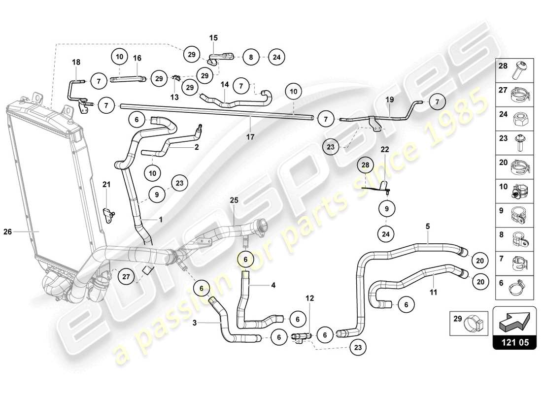 Lamborghini LP720-4 Coupe 50 (2014) Cooling System Parts Diagram