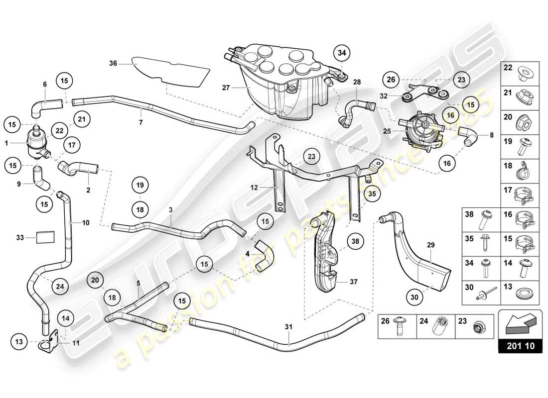 Lamborghini LP720-4 Coupe 50 (2014) ACTIVATED CARBON FILTER SYSTEM Parts Diagram